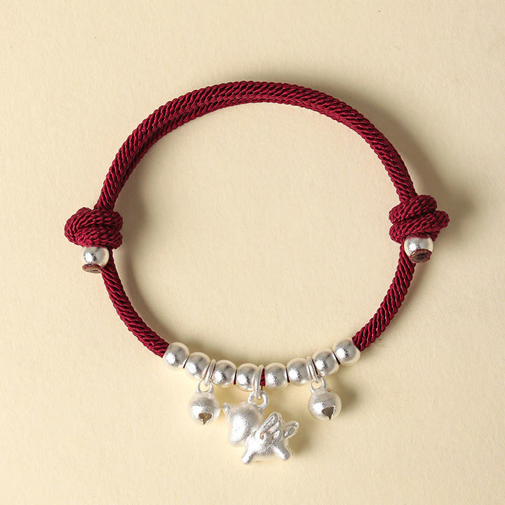 Pulsera ajustable con Buddha Stones, año del caballo, varios estilos de caballo, cuerda, suerte y fuerza. - Caballo de alas plateadas Cuerda roja - image 15