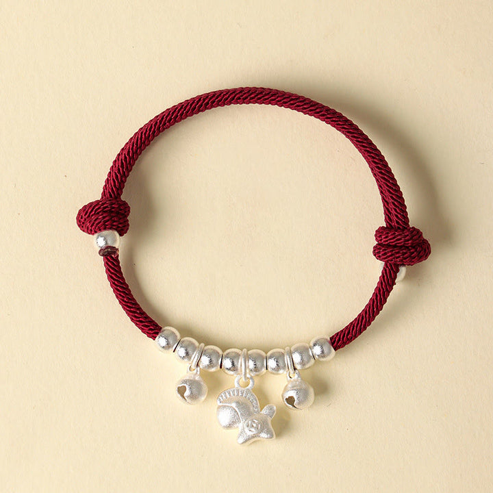 Pulsera ajustable con Buddha Stones, año del caballo, varios estilos de caballo, cuerda, suerte y fuerza. - Caballo Plateado Cuerda Roja - image 8