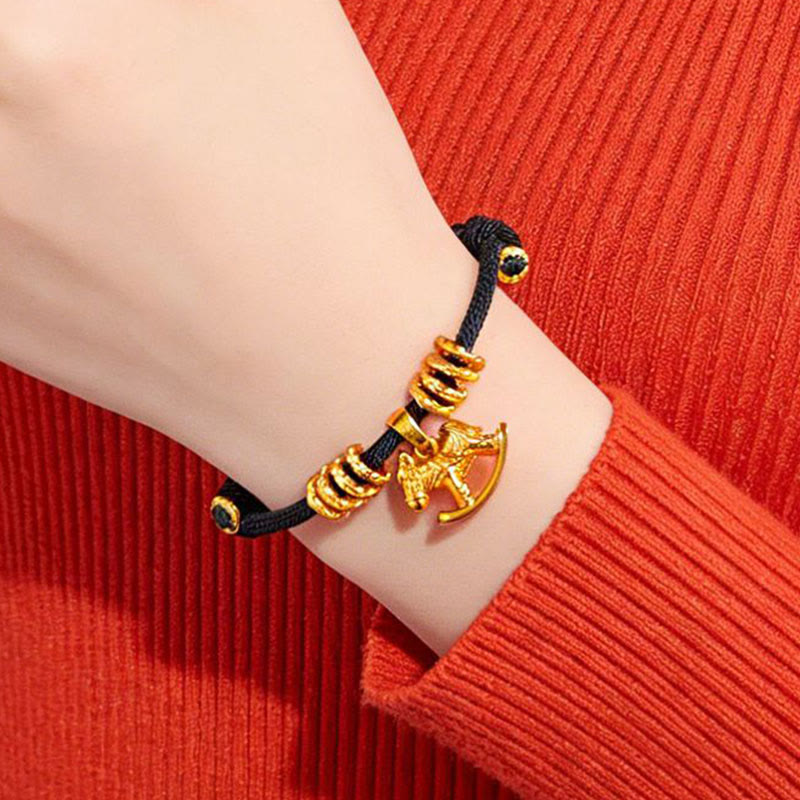 Pulsera de cuerda con dije circular de caballo con Buddha Stones y fe del Año del Caballo - image 14