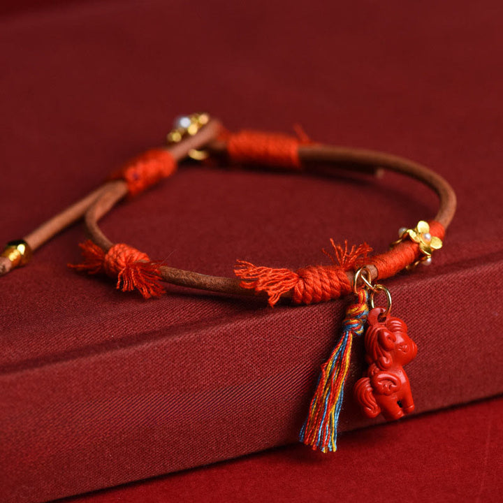 Pulsera tibetana de bendición de cinabrio tallada con Buddha Stones del Año del Caballo - image 0