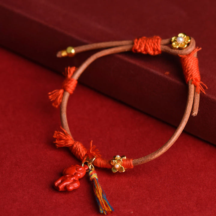 Pulsera tibetana de bendición de cinabrio tallada con Buddha Stones del Año del Caballo - image 2