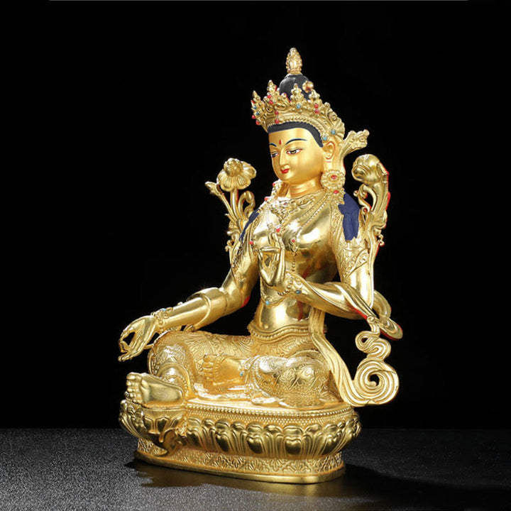 Chenrezig-Estatua chapada en oro y cobre con protección Avalokitesvara de cuatro brazos, decoración - image 5