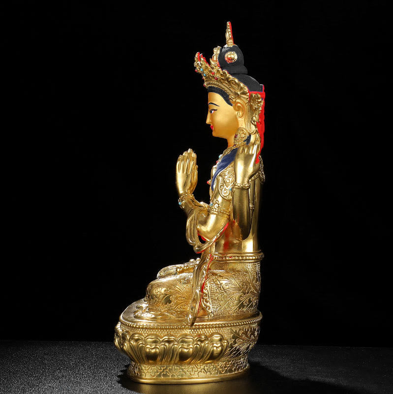Chenrezig-Estatua chapada en oro y cobre con protección Avalokitesvara de cuatro brazos, decoración - image 6