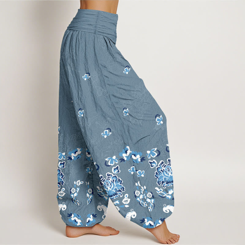 Pantalones Buddha Stones de algodón puro con estampado clásico de flores y mariposas para mujer, cintura elástica - image 10