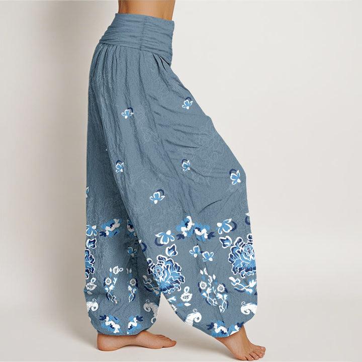 Pantalones Buddha Stones de algodón puro con estampado clásico de flores y mariposas para mujer, cintura elástica - image 10