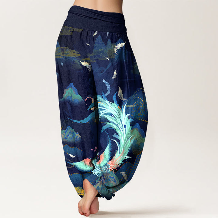 Pantalones Buddha Stones de algodón puro con diseño de nubes y montañas de fénix para mujer, cintura elástica - image 9