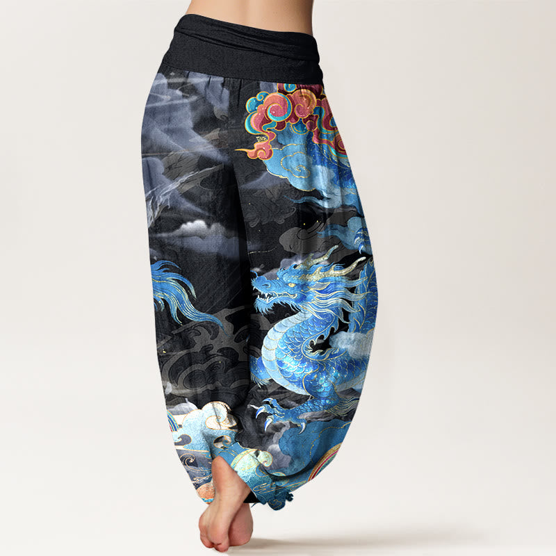 Pantalones Buddha Stones de algodón puro con diseño de dragón, nube y arcoíris, con cintura elástica, para mujer - image 9