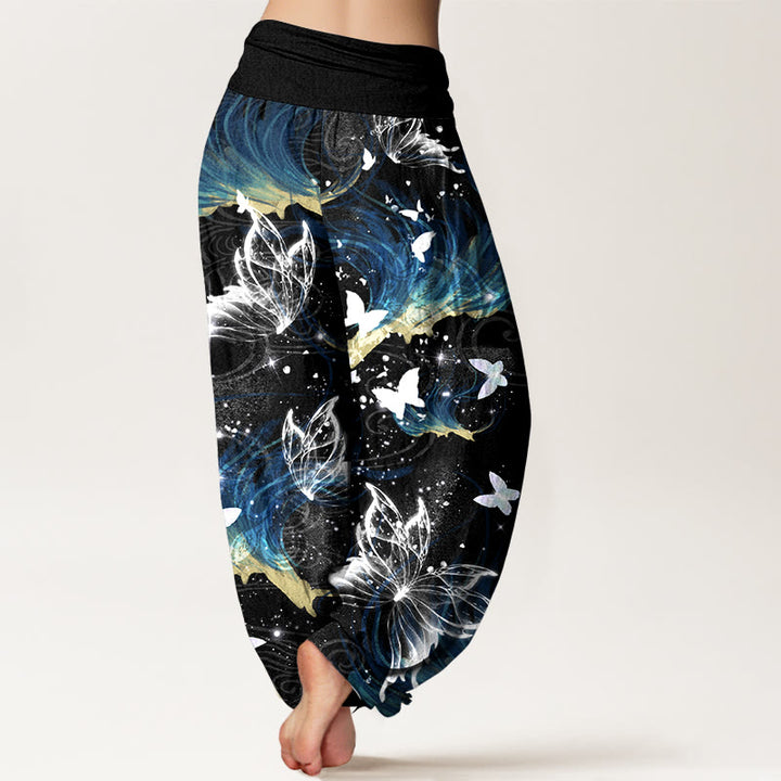 Pantalones Buddha Stones de algodón puro con diseño de mariposas de ensueño para mujer, cintura elástica - image 1