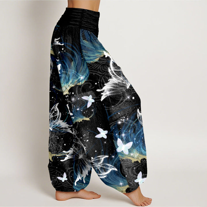 Pantalones Buddha Stones de algodón puro con diseño de mariposas de ensueño para mujer, cintura elástica - image 2