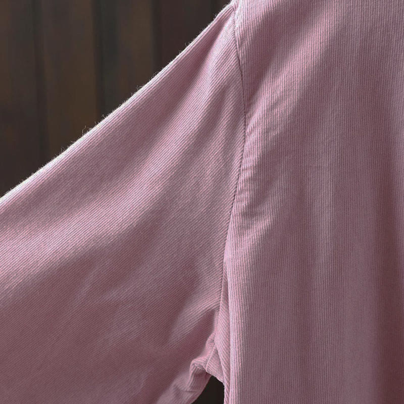 Camisa de algodón de manga larga para mujer con cuello alto, bolsillos decorativos y Buddha Stones en otoño - image 26
