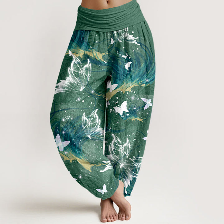Pantalones Buddha Stones de algodón puro con diseño de mariposas de ensueño para mujer, cintura elástica - Verdemar - US16，UK/AU20，EU48 (3XL) - image 5