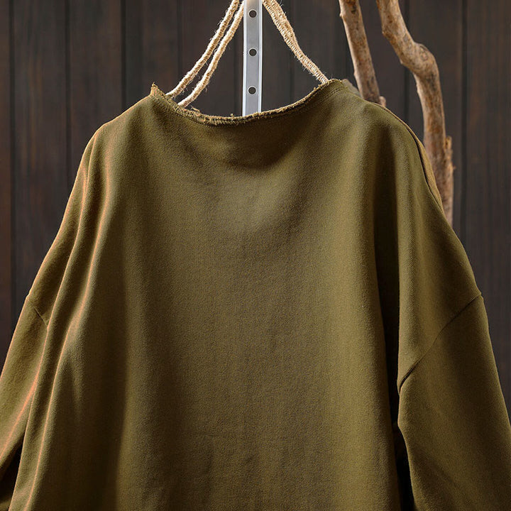 Camisa de algodón para mujer, de manga larga, cuello redondo y botones, con estampado de Buddha Stones - image 7