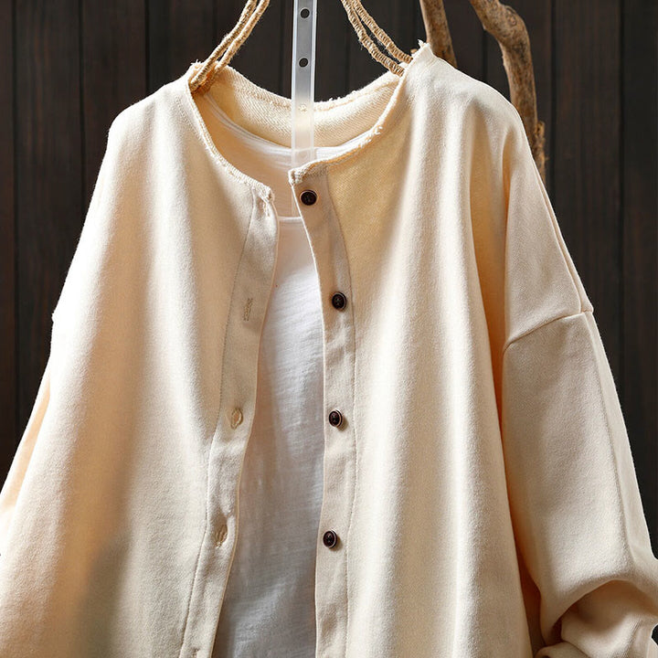 Camisa de algodón para mujer, de manga larga, cuello redondo y botones, con estampado de Buddha Stones - image 21