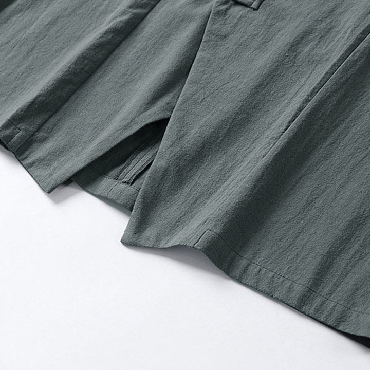 Chaqueta kimono de algodón y lino para hombre, estilo chino, con botones de rana y Buddha Stones, de media manga - image 6