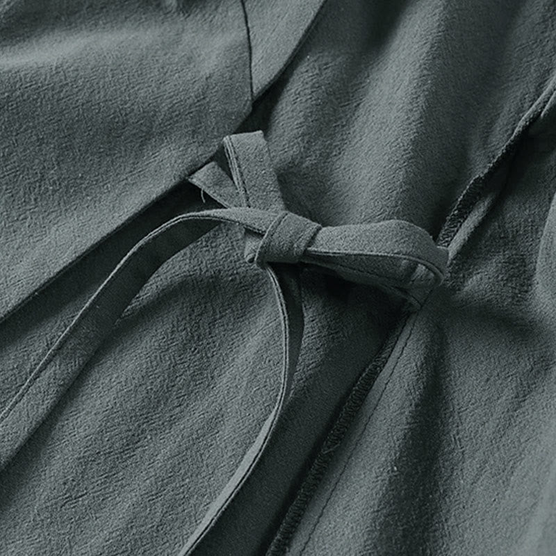 Chaqueta kimono de algodón y lino para hombre, estilo chino, con botones de rana y Buddha Stones, de media manga - image 5