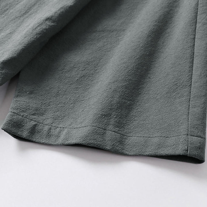 Kimono de lino y algodón con mangas tres cuartos para hombre, con estampado de Buddha Stones, liso, con cordones - image 7