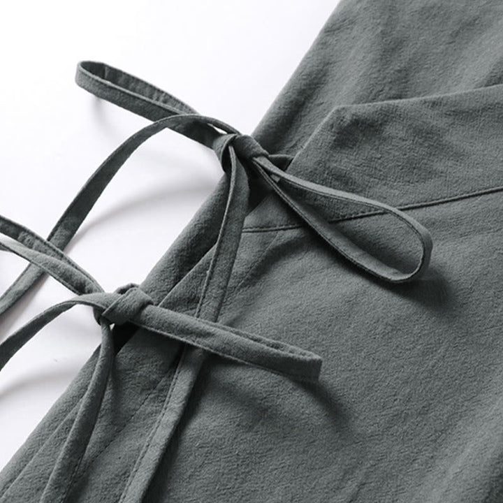 Kimono de lino y algodón con mangas tres cuartos para hombre, con estampado de Buddha Stones, liso, con cordones - image 4