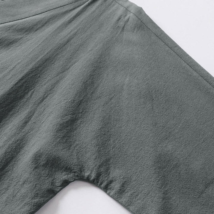 Kimono de lino y algodón con mangas tres cuartos para hombre, con estampado de Buddha Stones, liso, con cordones - image 6