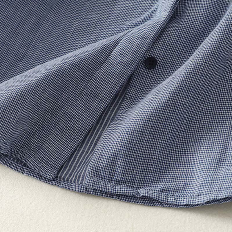 Camisa de manga larga para mujer con diseño de bloques de color azul a rayas y cuello alto con botones y estampado Buddha Stones Fall - image 6