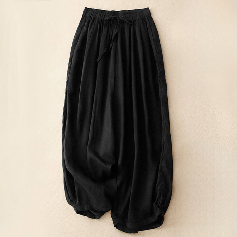 Pantalones capri cortos de algodón con cintura elástica y bolsillos para mujer de Buddha Stones - Negro - US8-10，UK/AU12-14，EU40-42 (2XL) - image 10