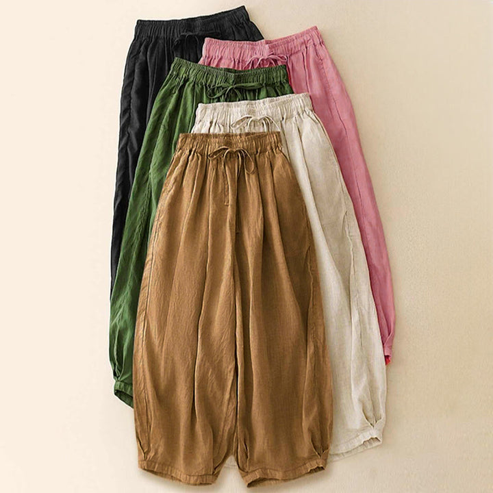 Pantalones capri cortos de algodón con cintura elástica y bolsillos para mujer de Buddha Stones - image 32