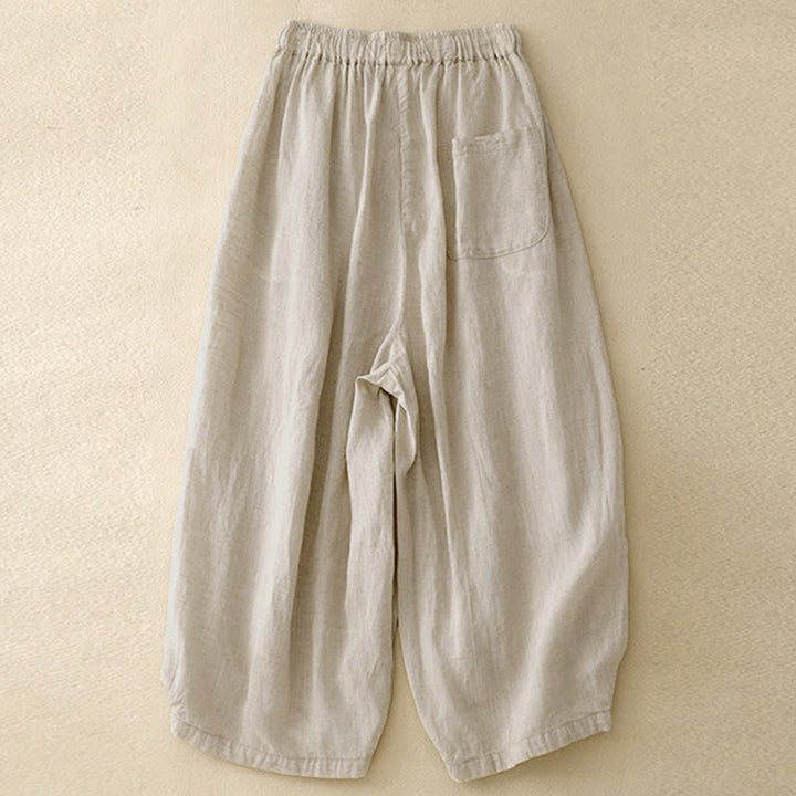 Pantalones capri cortos de algodón con cintura elástica y bolsillos para mujer de Buddha Stones - image 1