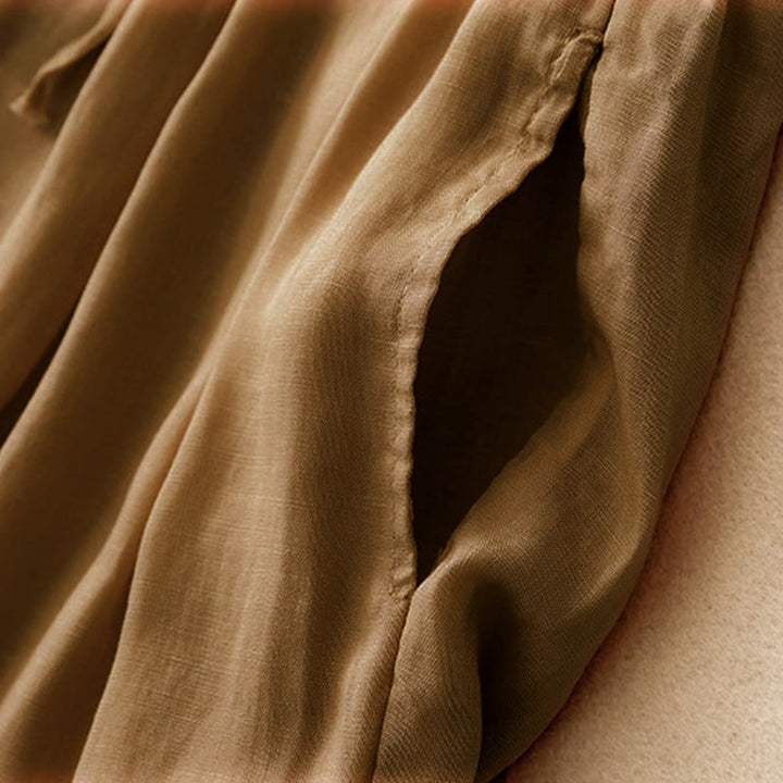 Pantalones capri cortos de algodón con cintura elástica y bolsillos para mujer de Buddha Stones - image 25