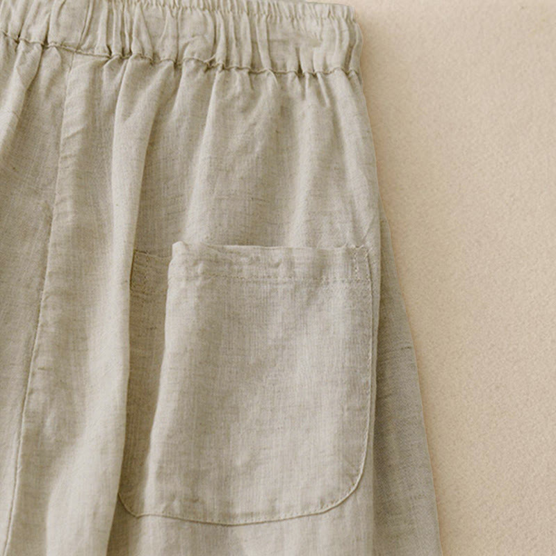 Pantalones capri cortos de algodón con cintura elástica y bolsillos para mujer de Buddha Stones - image 5