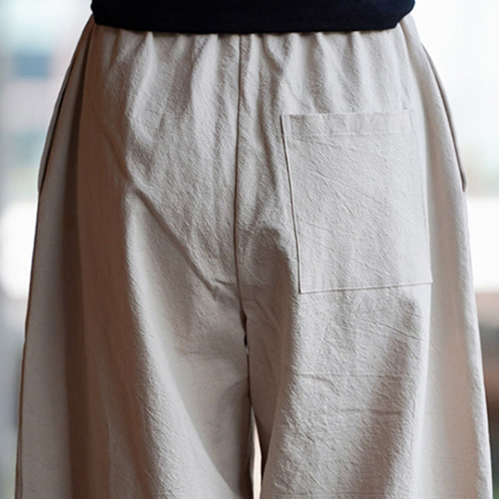 Pantalones de lino y algodón para hombre, de pierna recta, con botones de rana chinos y bolsillos, de verano, con estampado de Buddha Stones - image 13