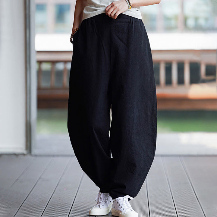 Pantalones de lino y algodón para hombre, de pierna recta, con botones de rana chinos y bolsillos, de verano, con estampado de Buddha Stones - image 21