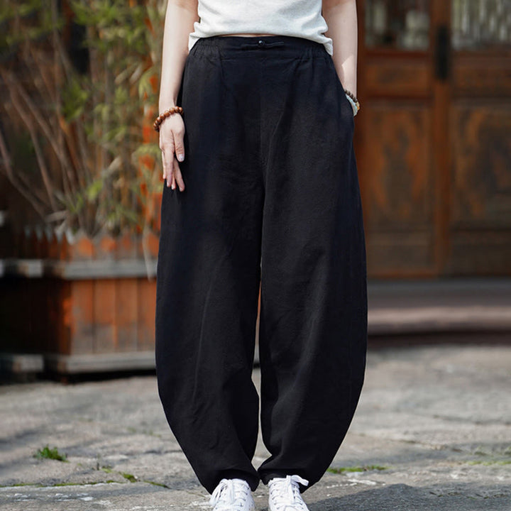 Pantalones de lino y algodón para hombre, de pierna recta, con botones de rana chinos y bolsillos, de verano, con estampado de Buddha Stones - image 18