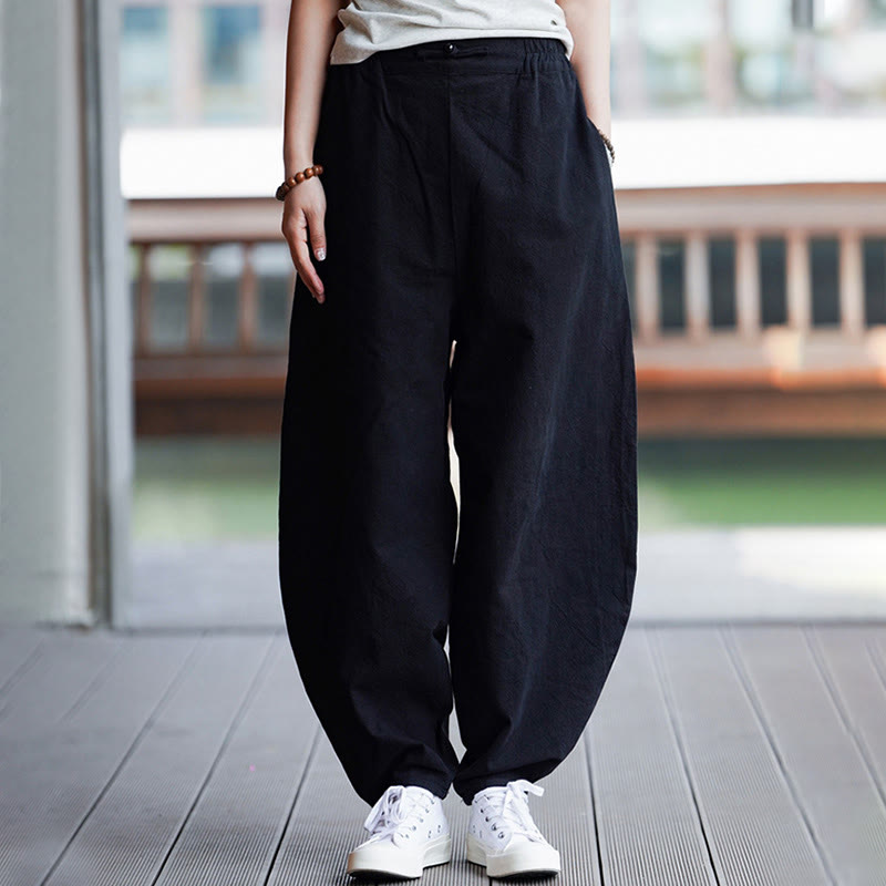 Pantalones de lino y algodón para hombre, de pierna recta, con botones de rana chinos y bolsillos, de verano, con estampado de Buddha Stones - image 24