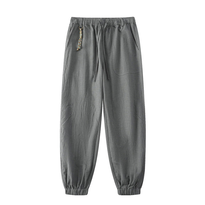 Pantalones de verano Buddha Stones de lino y algodón con ramio y puños elásticos hasta el tobillo para hombre con bolsillos - Gris - US/UK/AU46, EU56 (5XL) - image 11