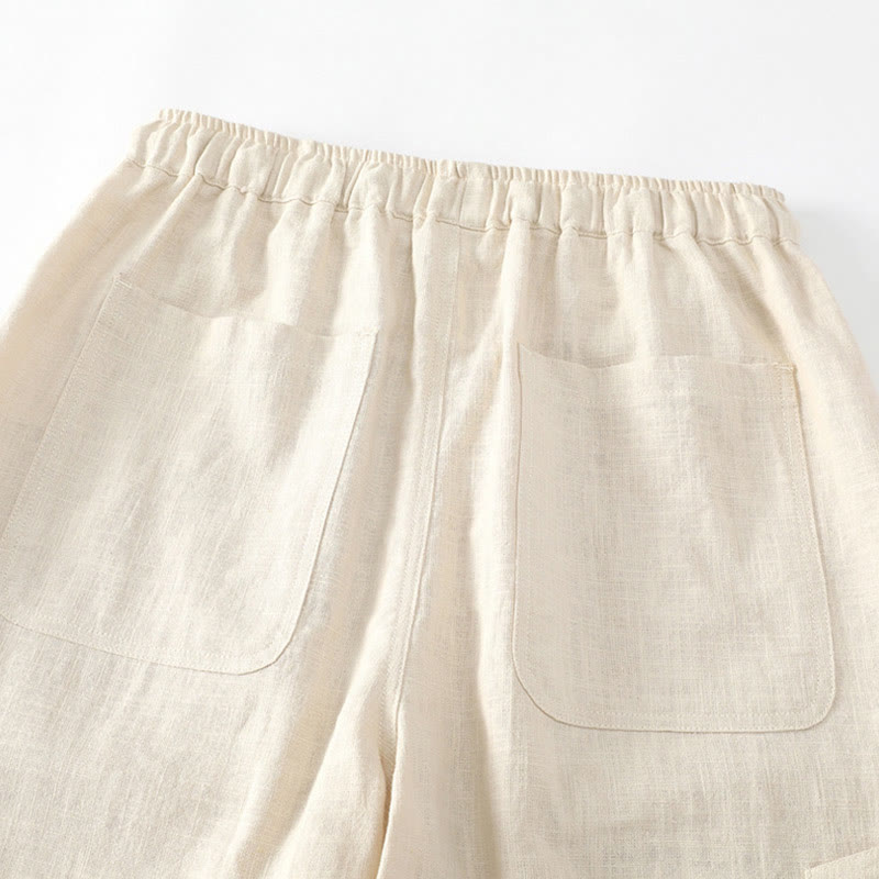 Pantalones de verano Buddha Stones de lino y algodón con ramio y puños elásticos hasta el tobillo para hombre con bolsillos - image 5