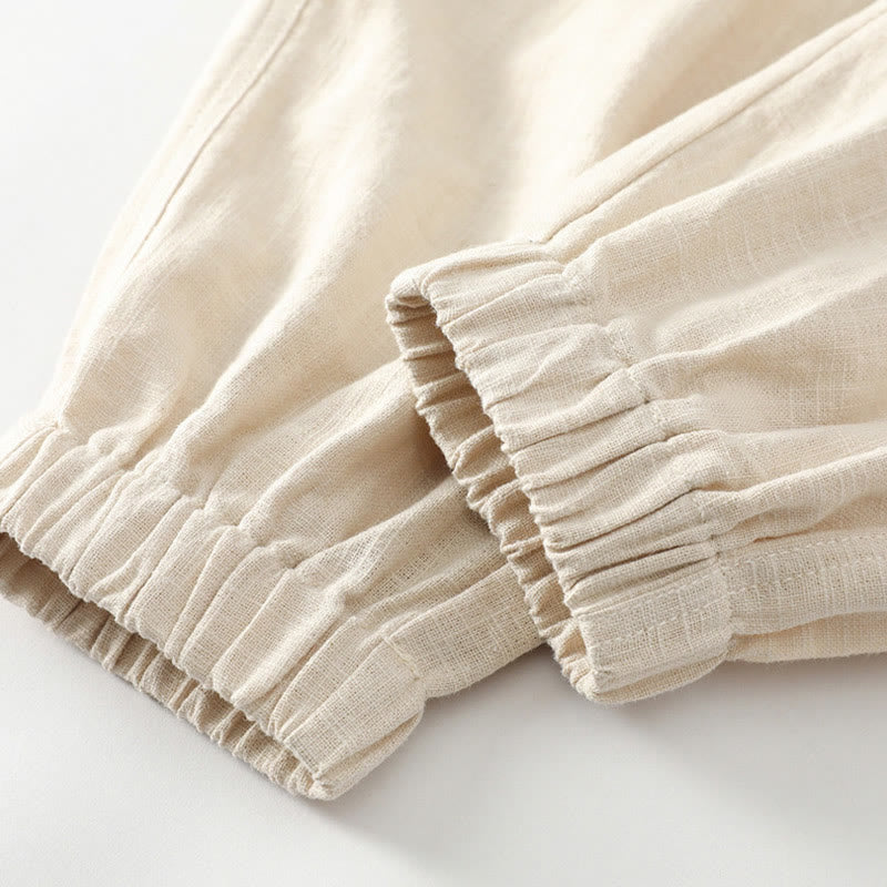 Pantalones de verano Buddha Stones de lino y algodón con ramio y puños elásticos hasta el tobillo para hombre con bolsillos - image 9