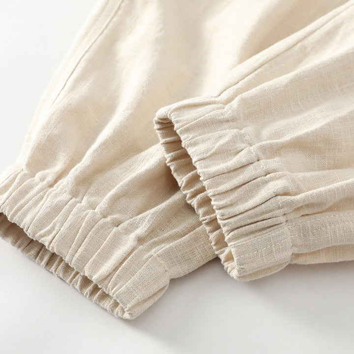 Pantalones de verano Buddha Stones de lino y algodón con ramio y puños elásticos hasta el tobillo para hombre con bolsillos - image 9