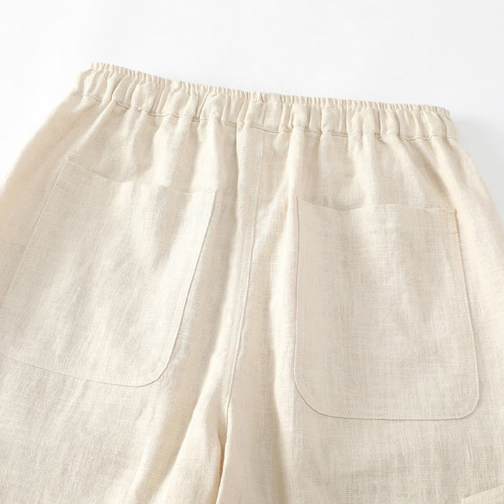 Pantalones de verano Buddha Stones de lino y algodón con ramio y puños elásticos hasta el tobillo para hombre con bolsillos - image 5