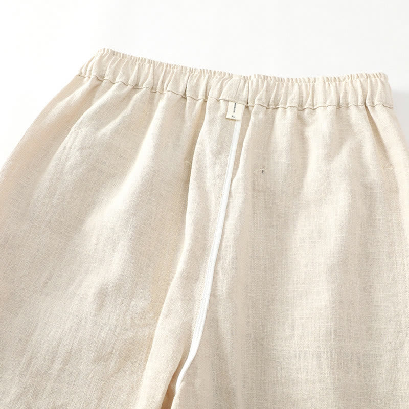 Pantalones de verano Buddha Stones de lino y algodón con ramio y puños elásticos hasta el tobillo para hombre con bolsillos - image 8
