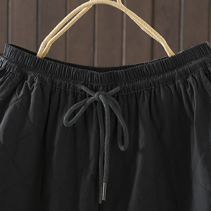 Pantalones gruesos de algodón y poliéster con estampado de rombos y Buddha Stones para mujer con bolsillos - image 13