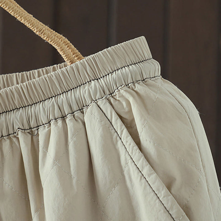 Pantalones gruesos de algodón y poliéster con estampado de rombos y Buddha Stones para mujer con bolsillos - image 6