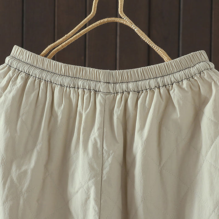 Pantalones gruesos de algodón y poliéster con estampado de rombos y Buddha Stones para mujer con bolsillos - image 8