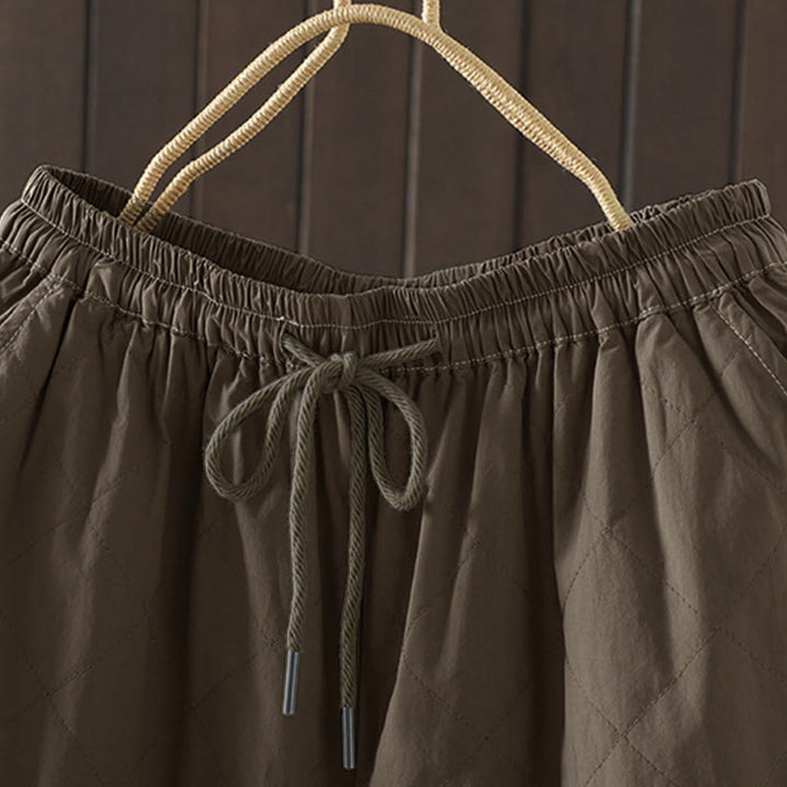 Pantalones gruesos de algodón y poliéster con estampado de rombos y Buddha Stones para mujer con bolsillos - image 18