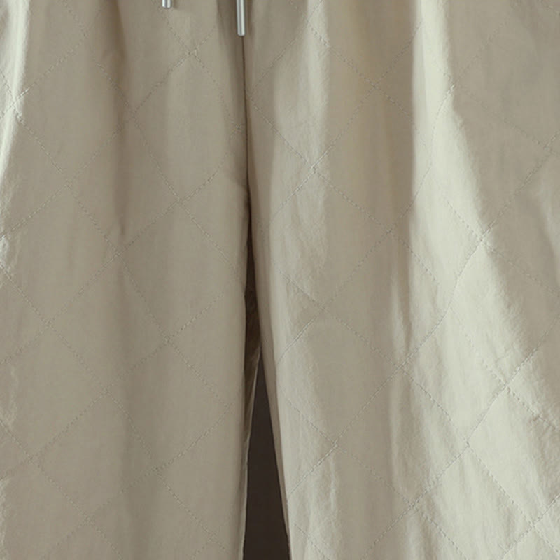 Pantalones gruesos de algodón y poliéster con estampado de rombos y Buddha Stones para mujer con bolsillos - image 7