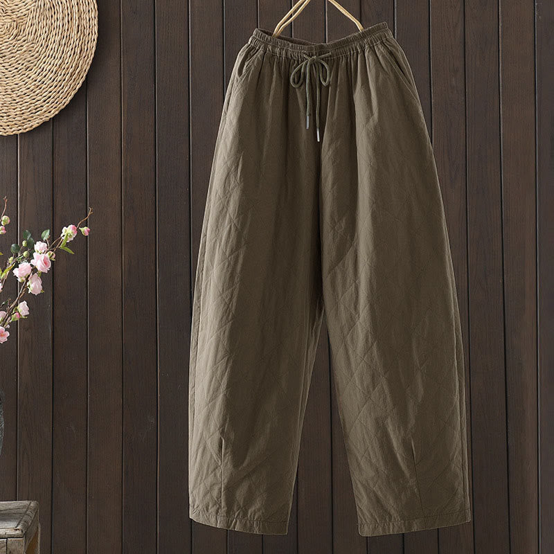 Pantalones gruesos de algodón y poliéster con estampado de rombos y Buddha Stones para mujer con bolsillos - Perú - US8-10，UK/AU12-14，EU40-42 (2XL) - image 17
