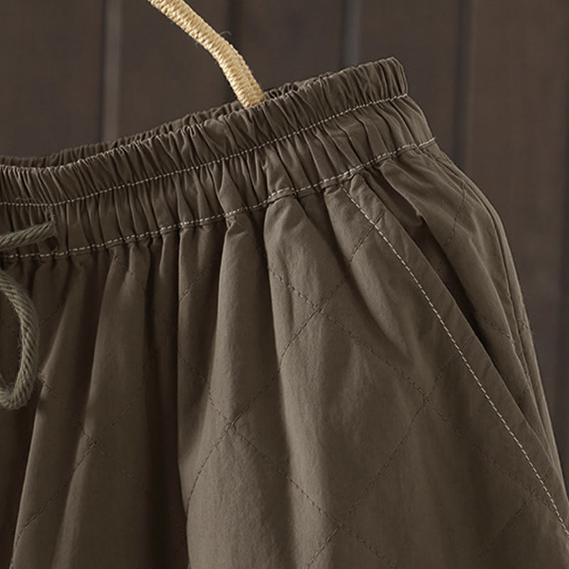 Pantalones gruesos de algodón y poliéster con estampado de rombos y Buddha Stones para mujer con bolsillos - image 19