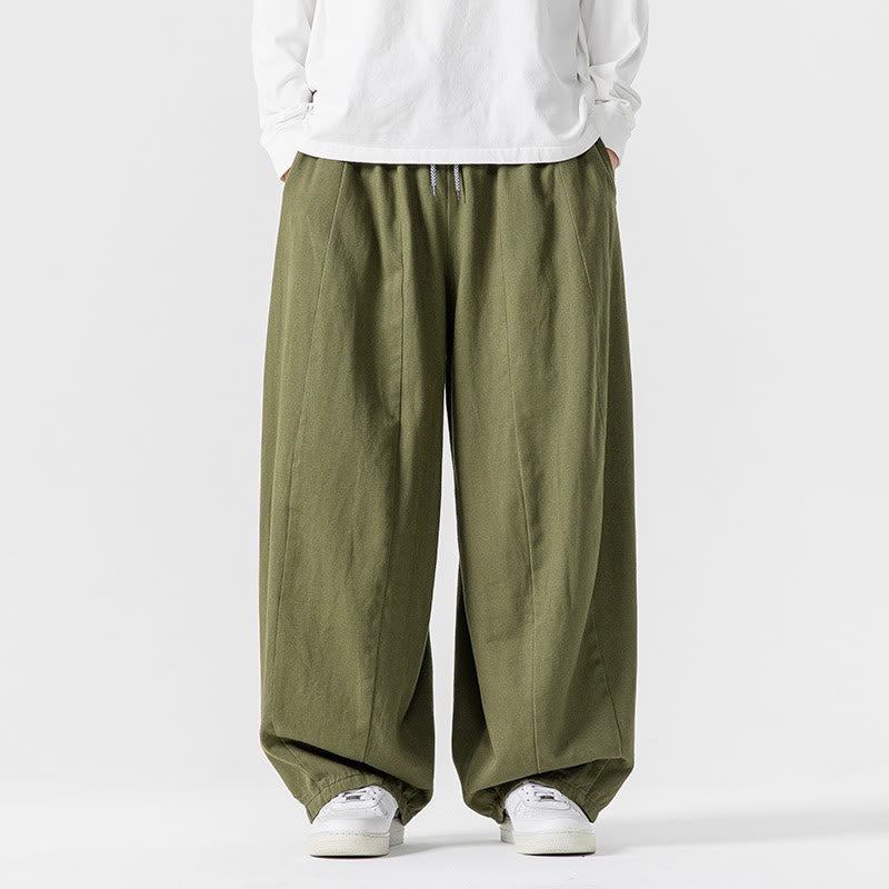 Pantalones harén de algodón con cintura elástica y bolsillos para hombre, color liso, con estampado de Buddha Stones - image 1