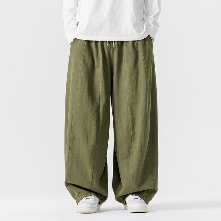 Pantalones harén de algodón con cintura elástica y bolsillos para hombre, color liso, con estampado de Buddha Stones - image 1