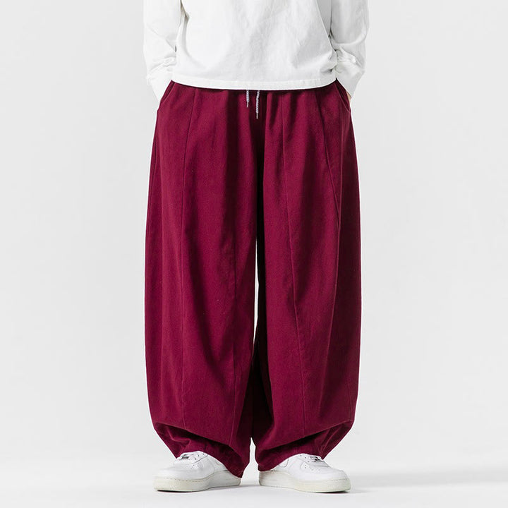 Pantalones harén de algodón con cintura elástica y bolsillos para hombre, color liso, con estampado de Buddha Stones - Rojo oscuro - US/UK/AU46, EU56 (5XL) - image 24