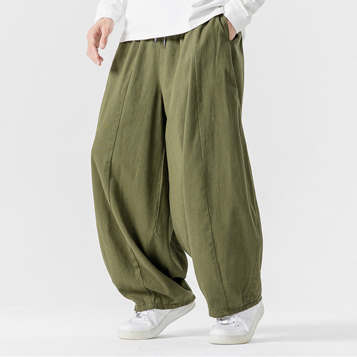 Pantalones harén de algodón con cintura elástica y bolsillos para hombre, color liso, con estampado de Buddha Stones - image 6