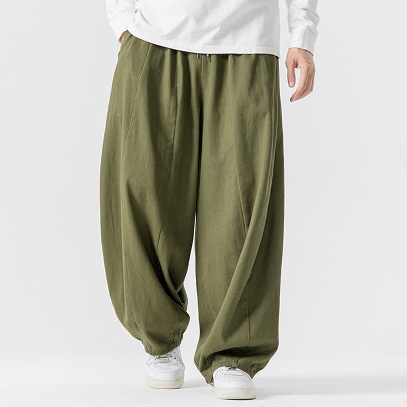 Pantalones harén de algodón con cintura elástica y bolsillos para hombre, color liso, con estampado de Buddha Stones - Verde oliva - US/UK/AU46, EU56 (5XL) - image 0